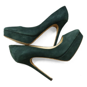 Vintage Jimmy Choo Heels Green Velvet Size 37.5